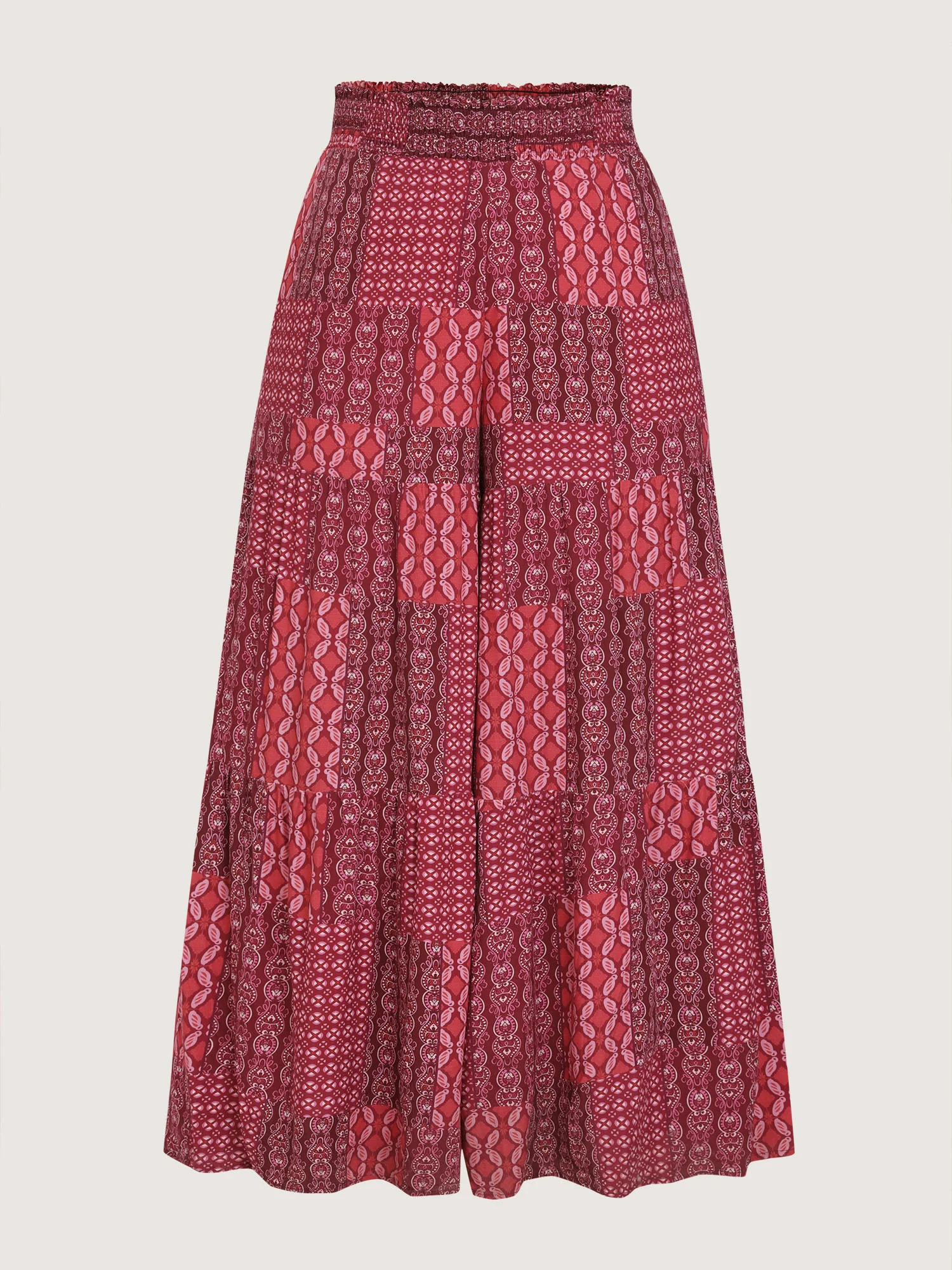 Geometric Print Flared Shirred Waist Pants - Image 7
