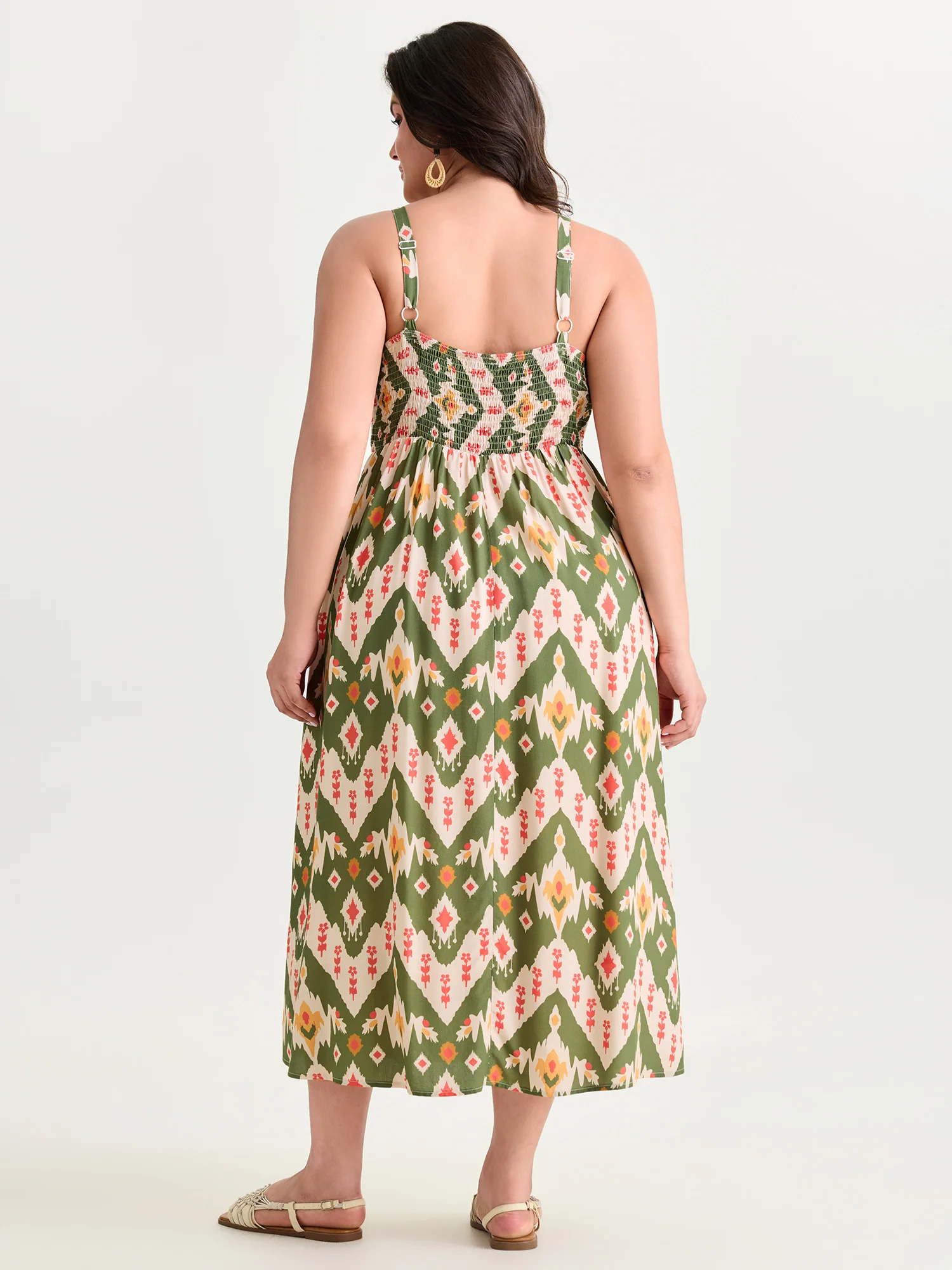 Geometric Print Knotted Front Midi Dress - Image 4