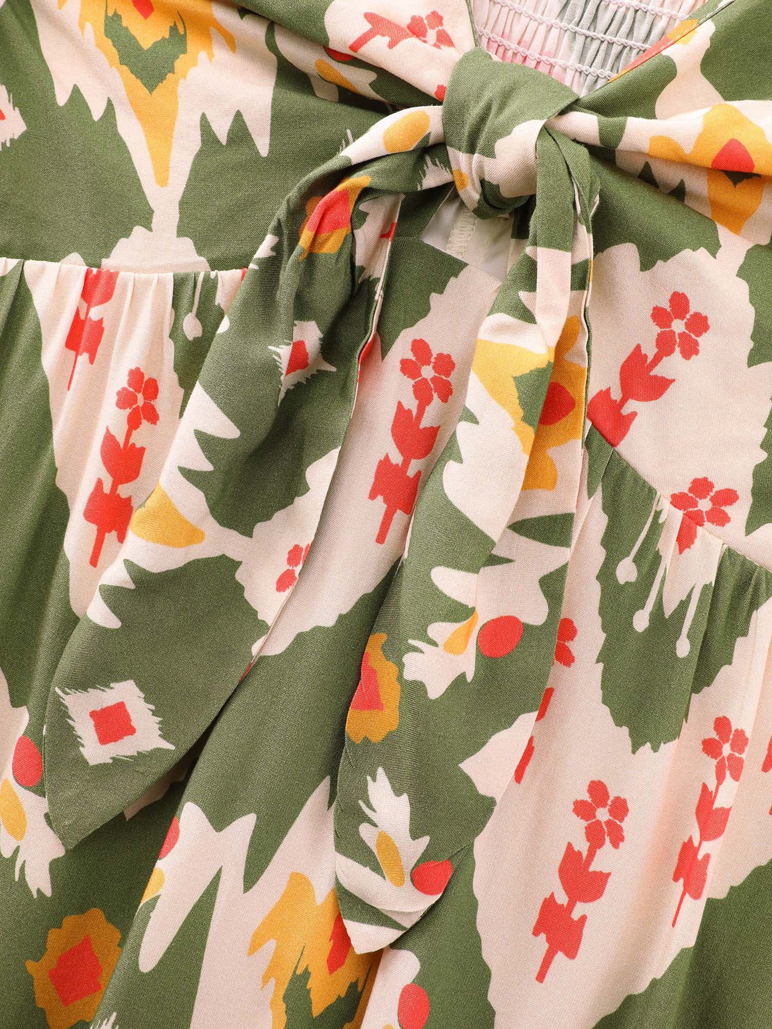 Geometric Print Knotted Front Midi Dress - Image 5
