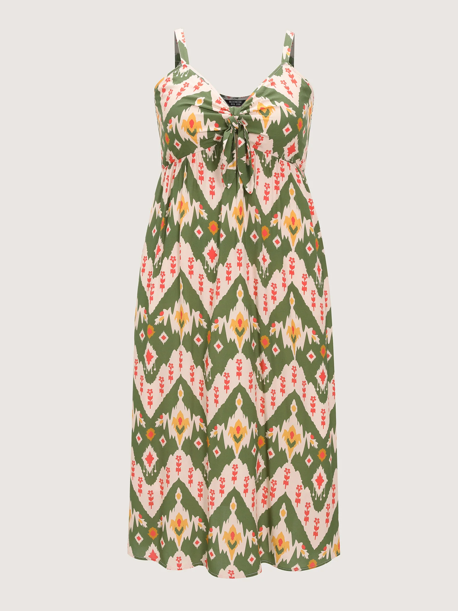 Geometric Print Knotted Front Midi Dress - Image 7