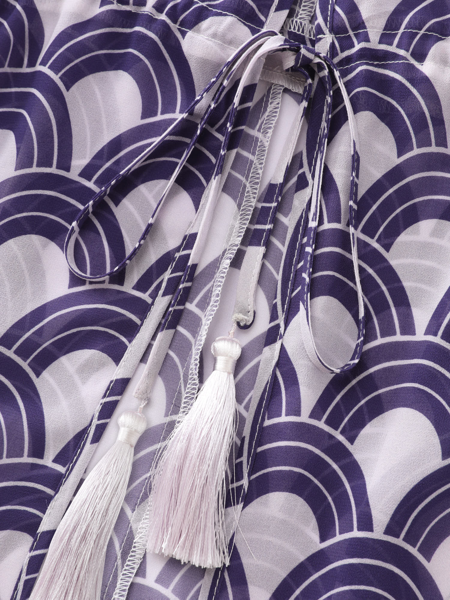 Geometric Print Mesh Drawstring Cover-Up - Image 5