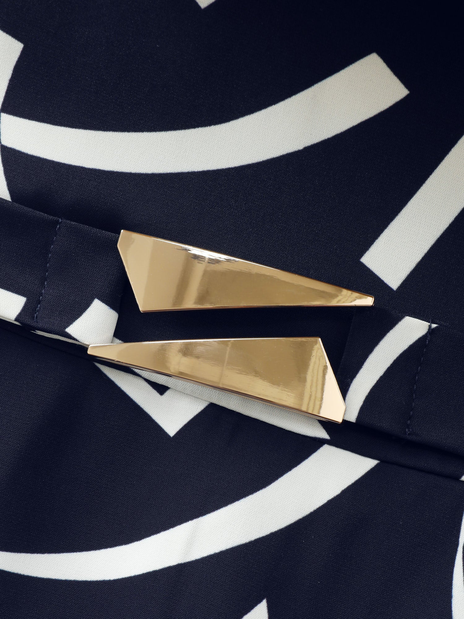 Geometric Print Metallic Detail Midi Dress - Image 6