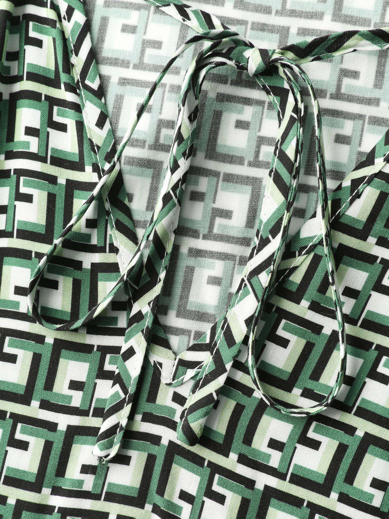 Geometric Print Neck-Tie Relaxed-Fit Blouse - Image 5