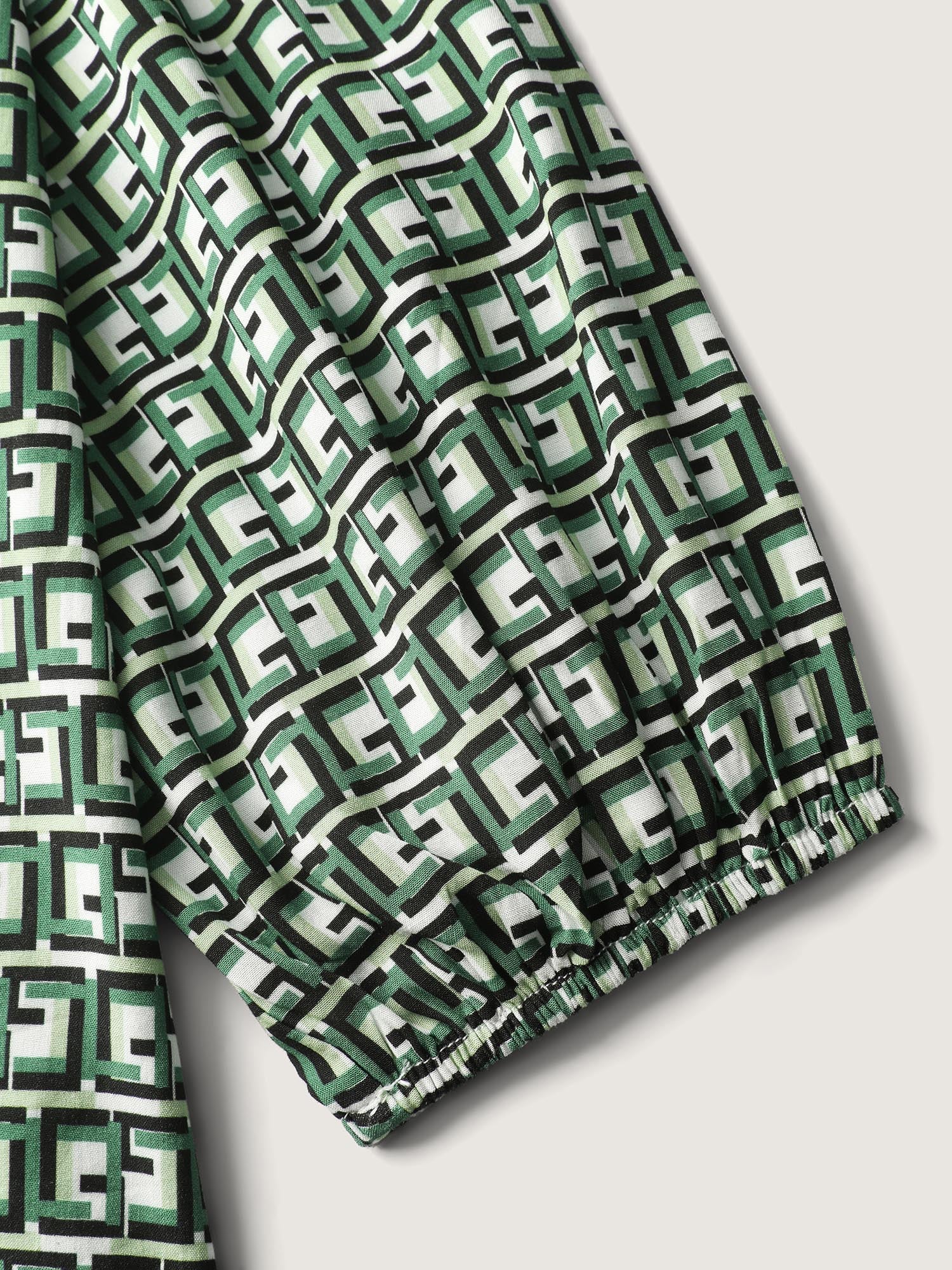 Geometric Print Neck-Tie Relaxed-Fit Blouse - Image 6