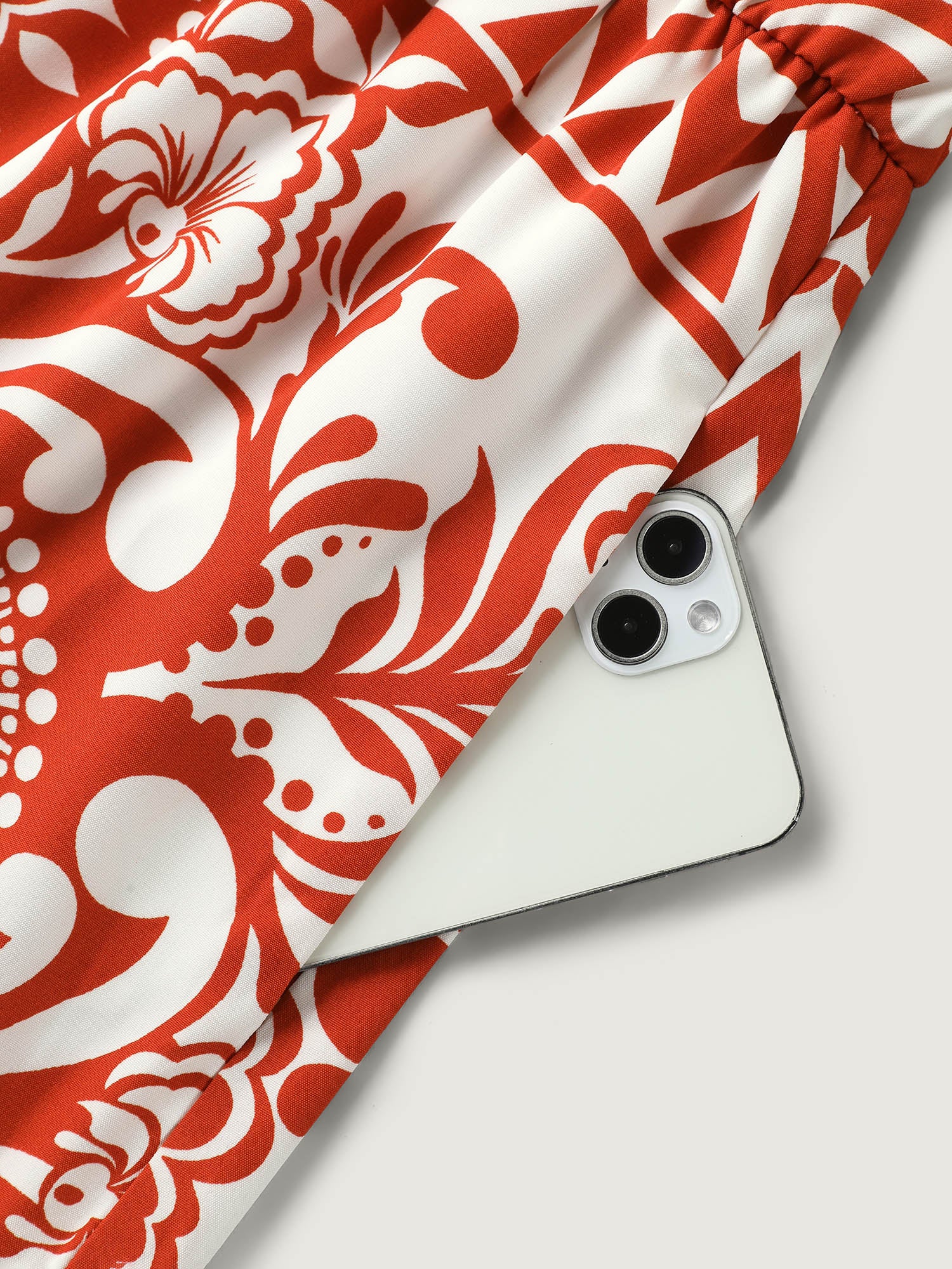 Geometric Print Notched Collar Midi Dress - Image 5