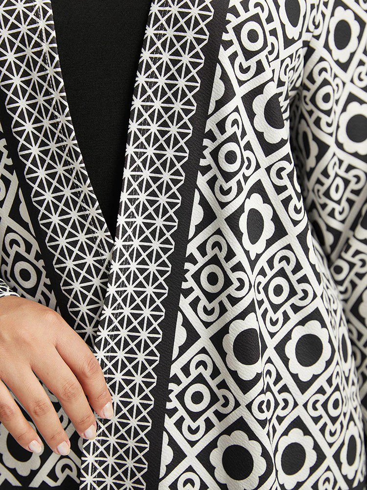 Geometric Print Open Front Kimono - Image 6