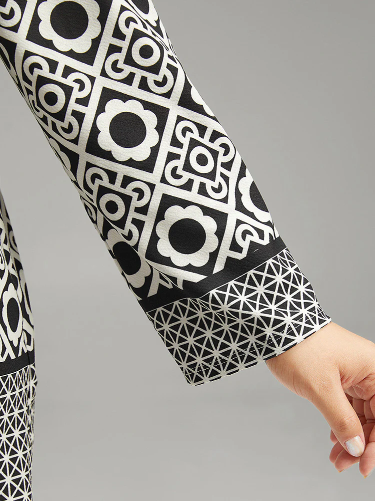 Geometric Print Open Front Kimono - Image 7