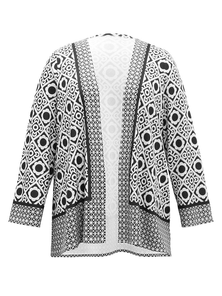 Geometric Print Open Front Kimono - Image 8