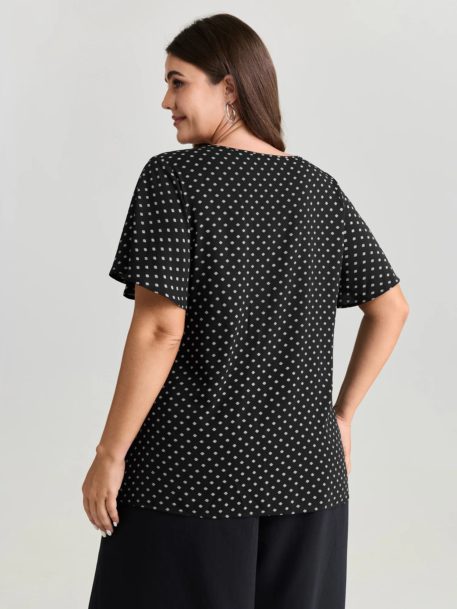 Geometric Print Pleated Front Blouse - Image 4