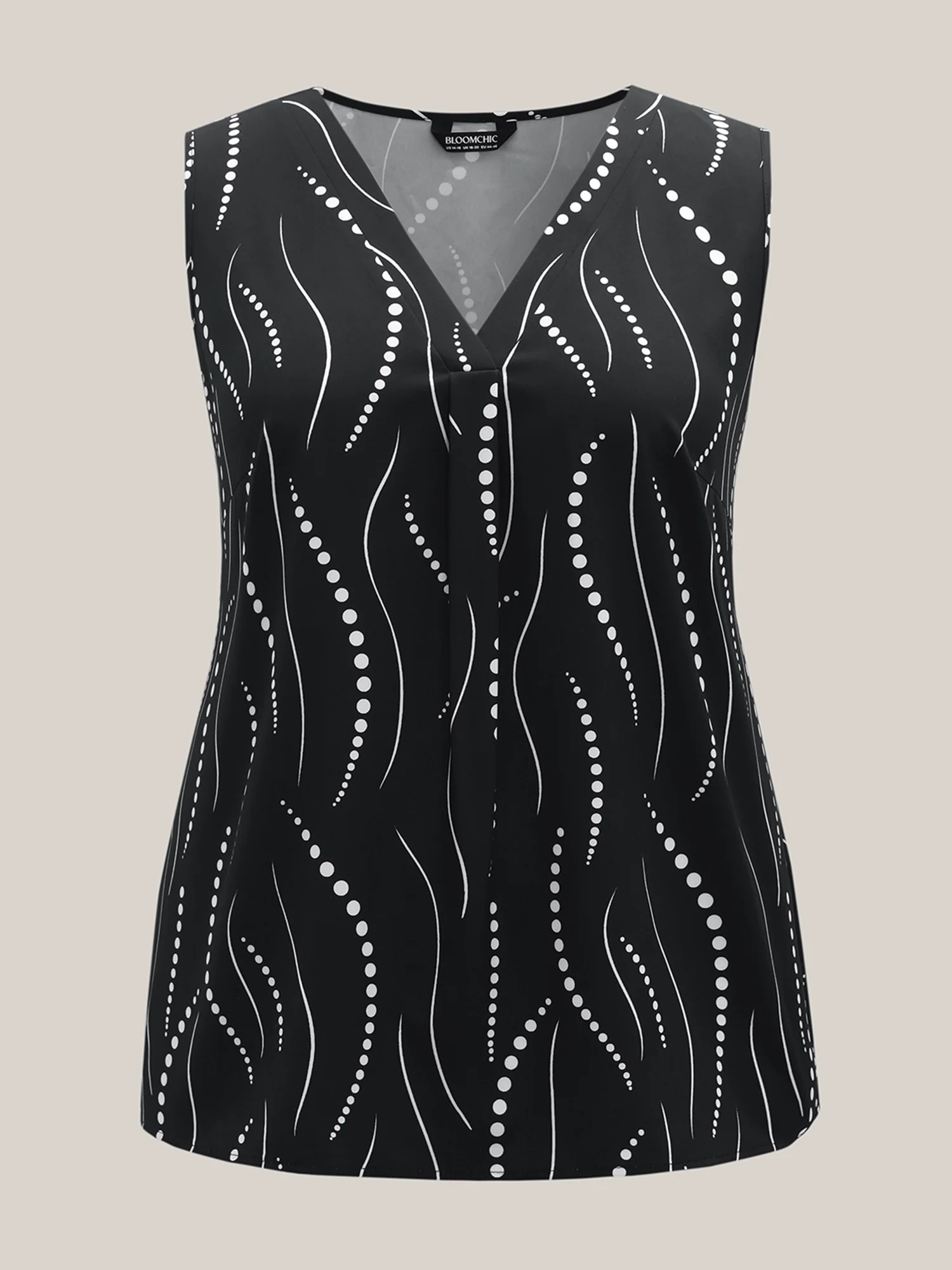 Geometric Print Pleated Front Sleeveless Top - Image 7