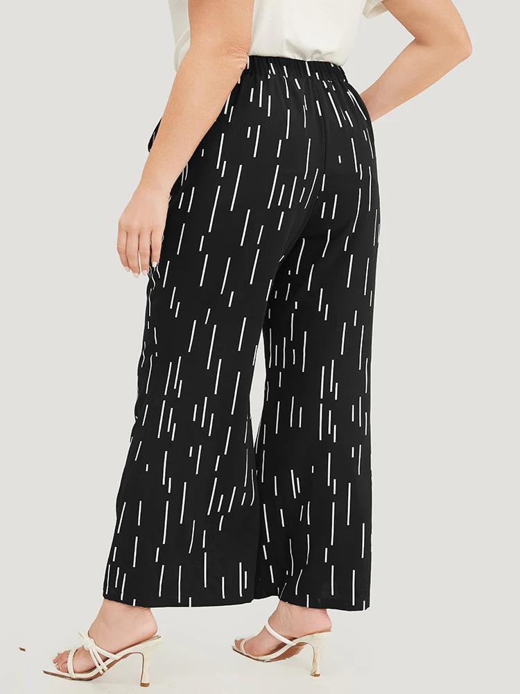 Geometric Print Pocket Bootcut Pants - Image 2