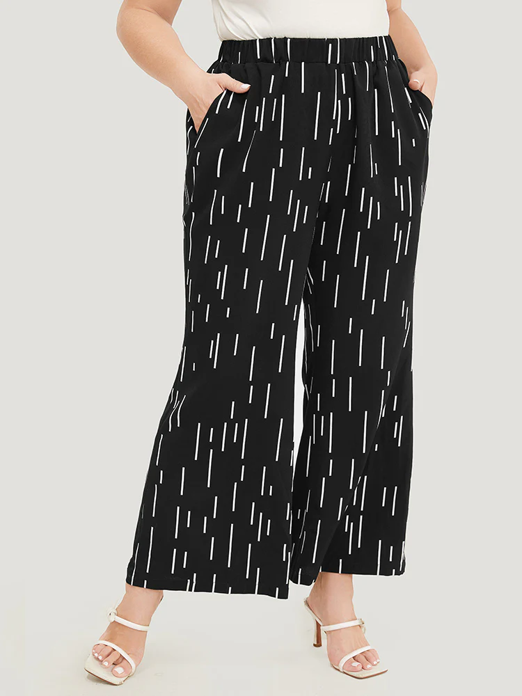 Geometric Print Pocket Bootcut Pants - Image 5