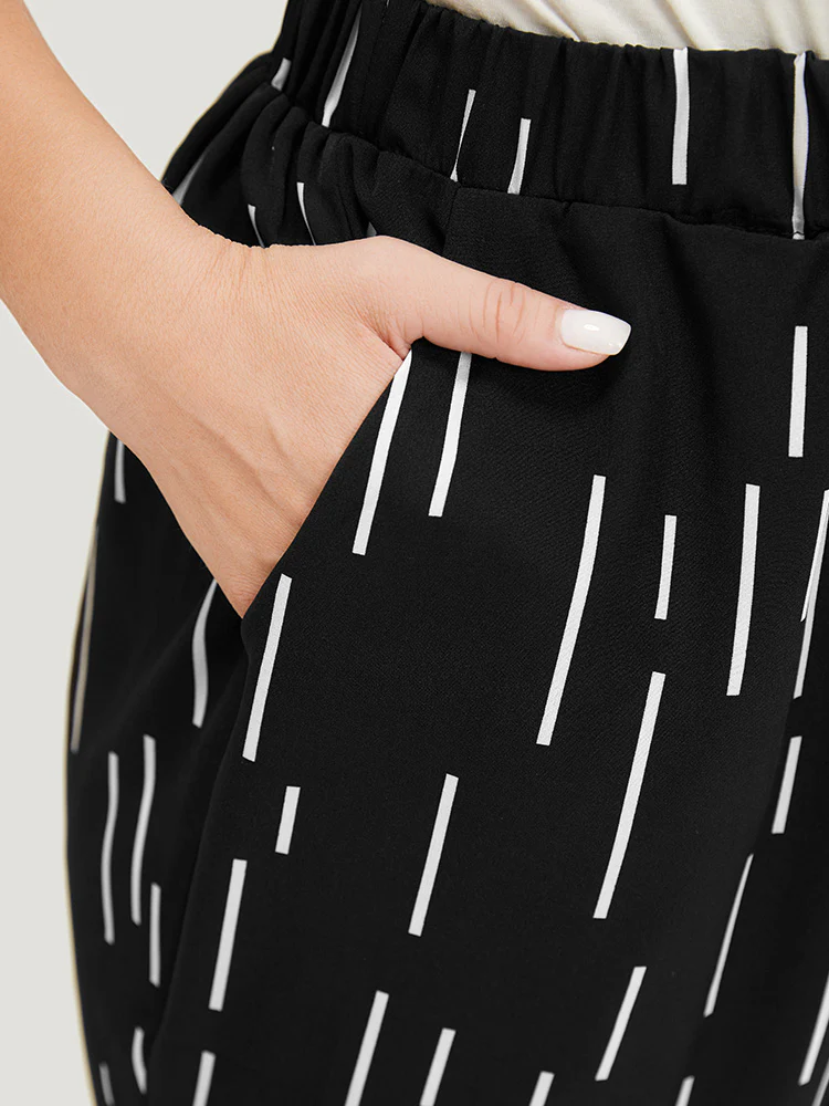 Geometric Print Pocket Bootcut Pants - Image 6