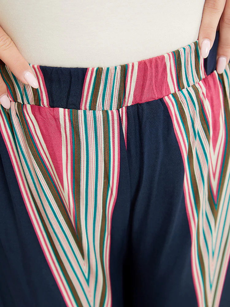 Geometric Print Pocket Wide Leg Pants - Image 6