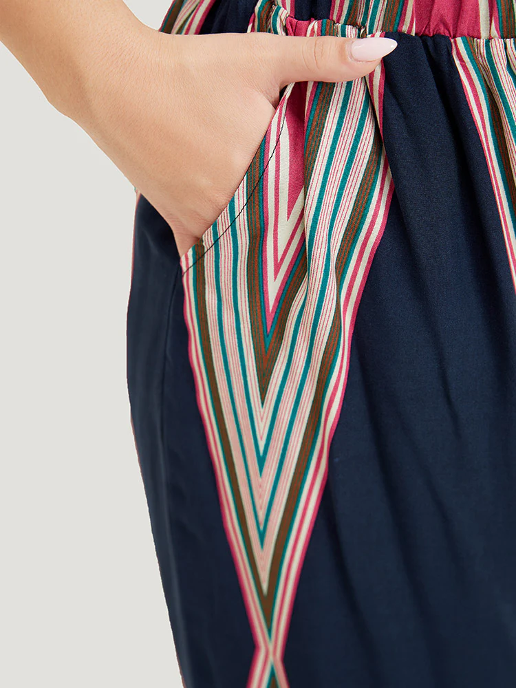 Geometric Print Pocket Wide Leg Pants - Image 7