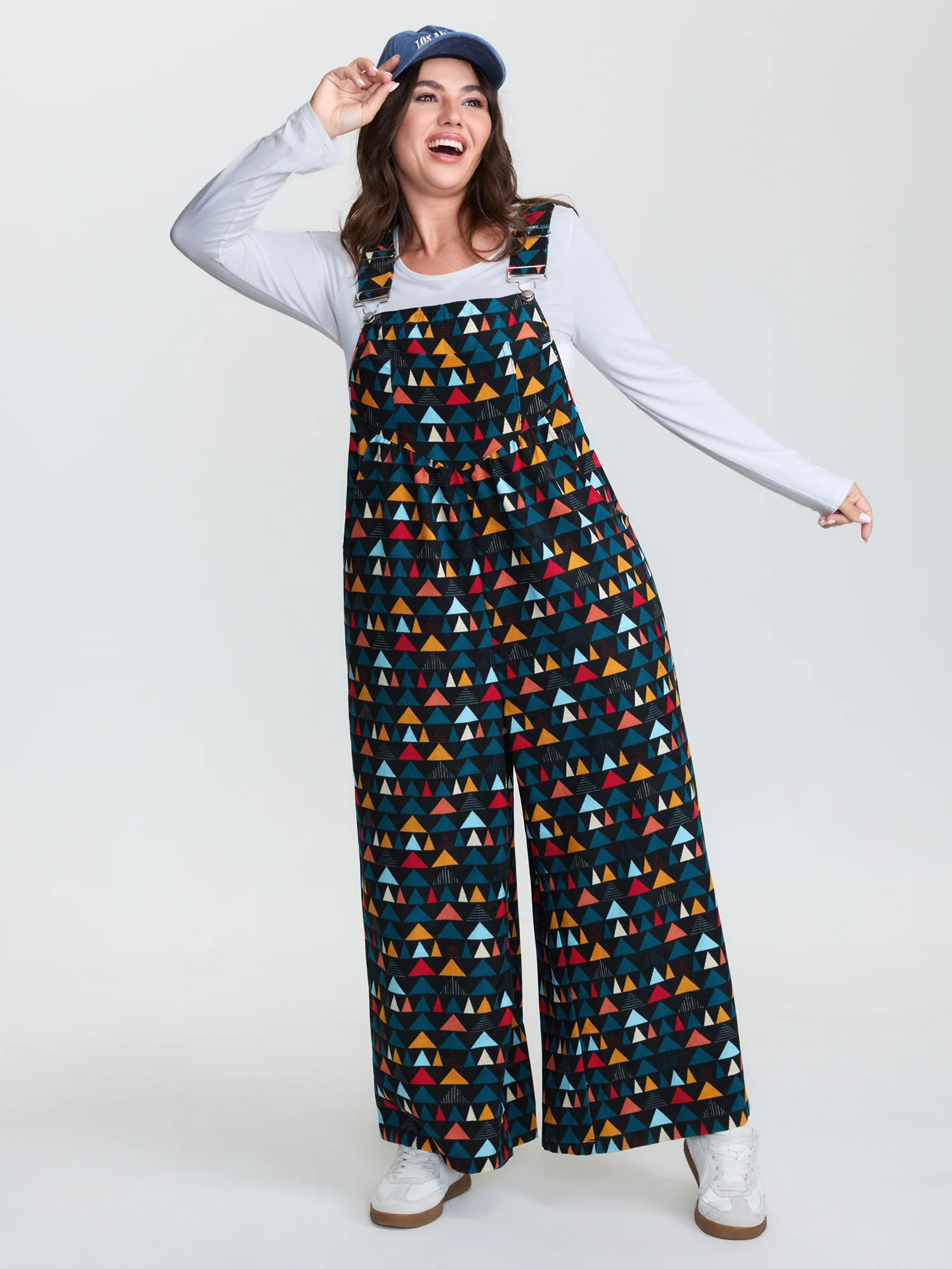 Geometric Print Pockets Adjustable Overall Jumpsuit - Image 3