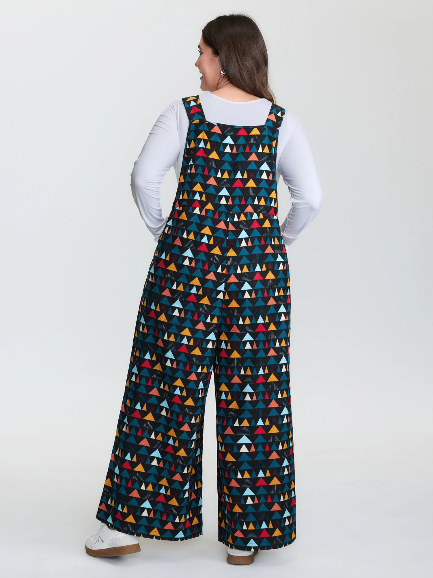 Geometric Print Pockets Adjustable Overall Jumpsuit - Image 4
