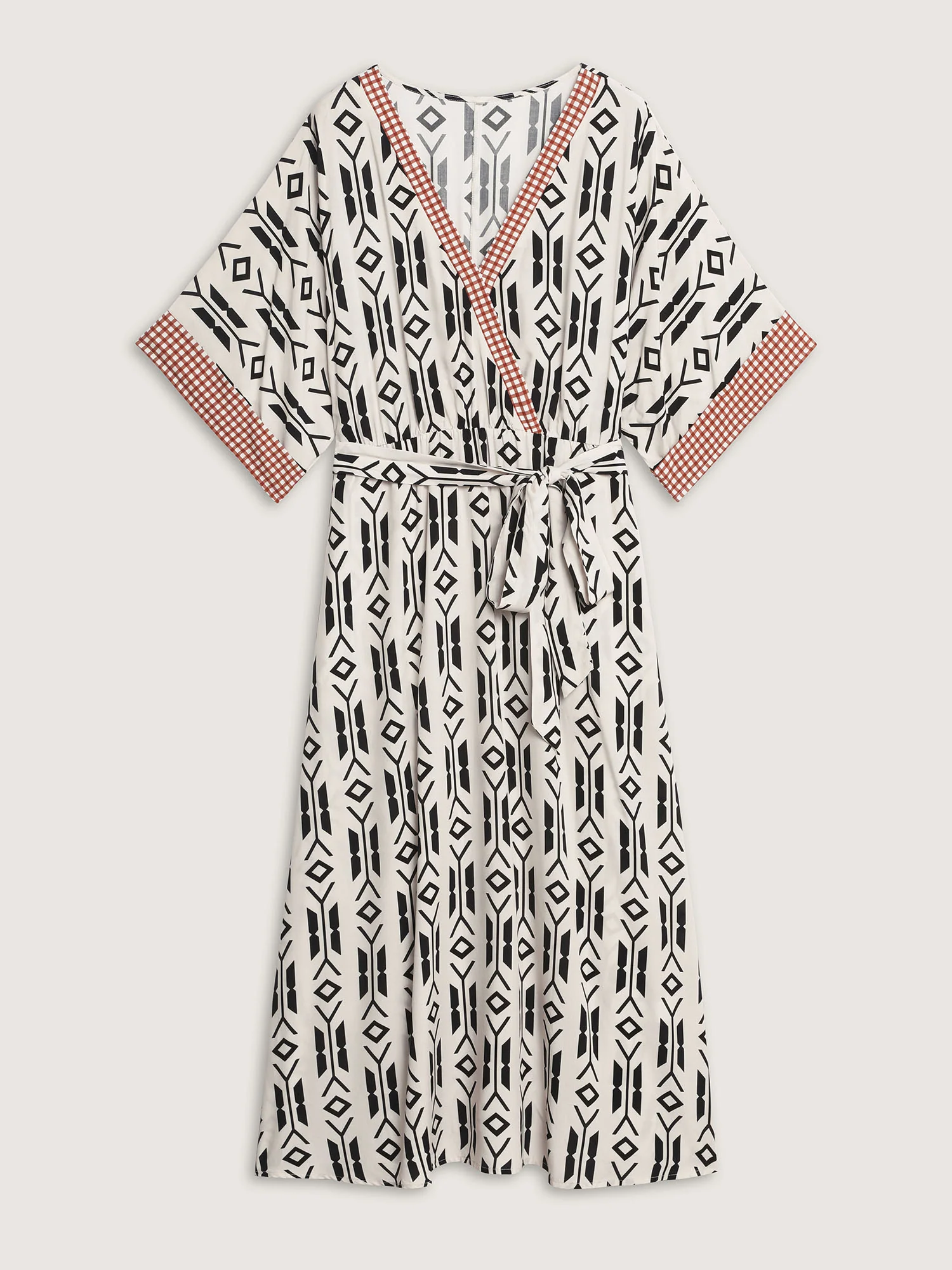 Geometric Print Pockets Surplice Maxi Dress - Image 7