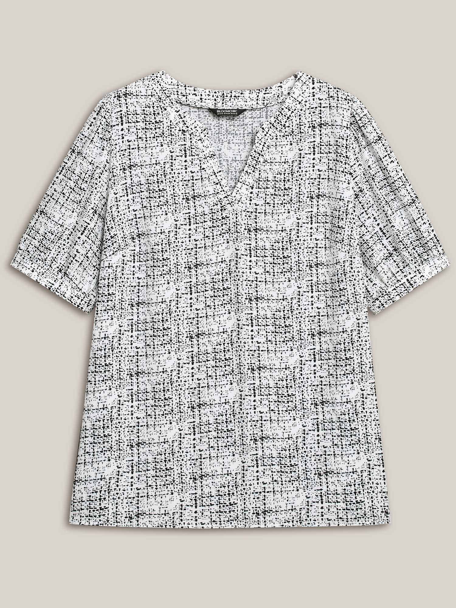 Geometric Print Puff Sleeve Blouse - Image 7