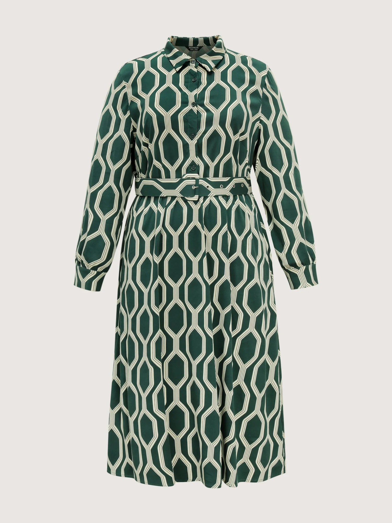 Geometric Print Rayon Belted Maxi Dress - Image 7