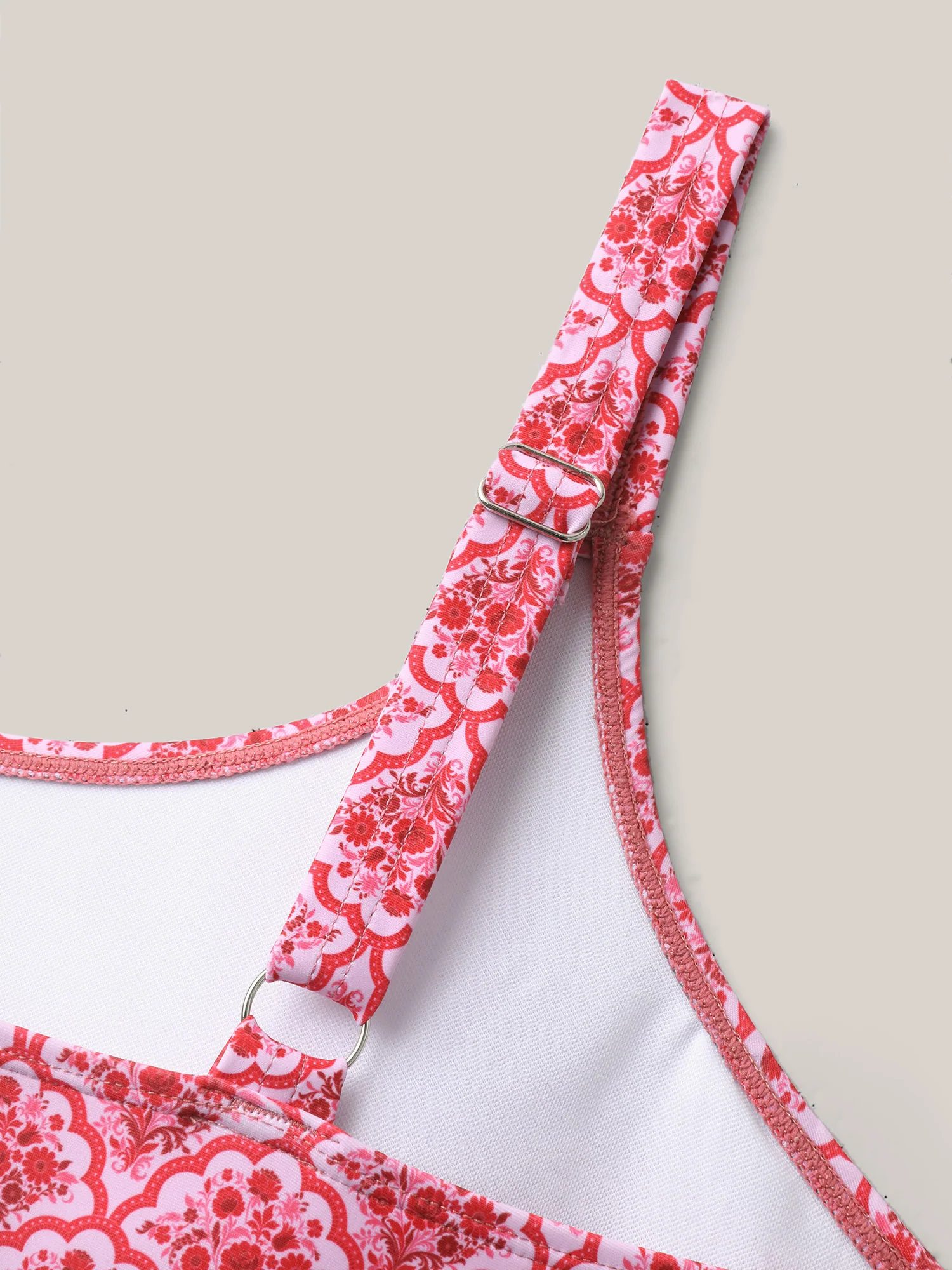 Geometric Print Ruched One-Piece Swimsuit - Image 6
