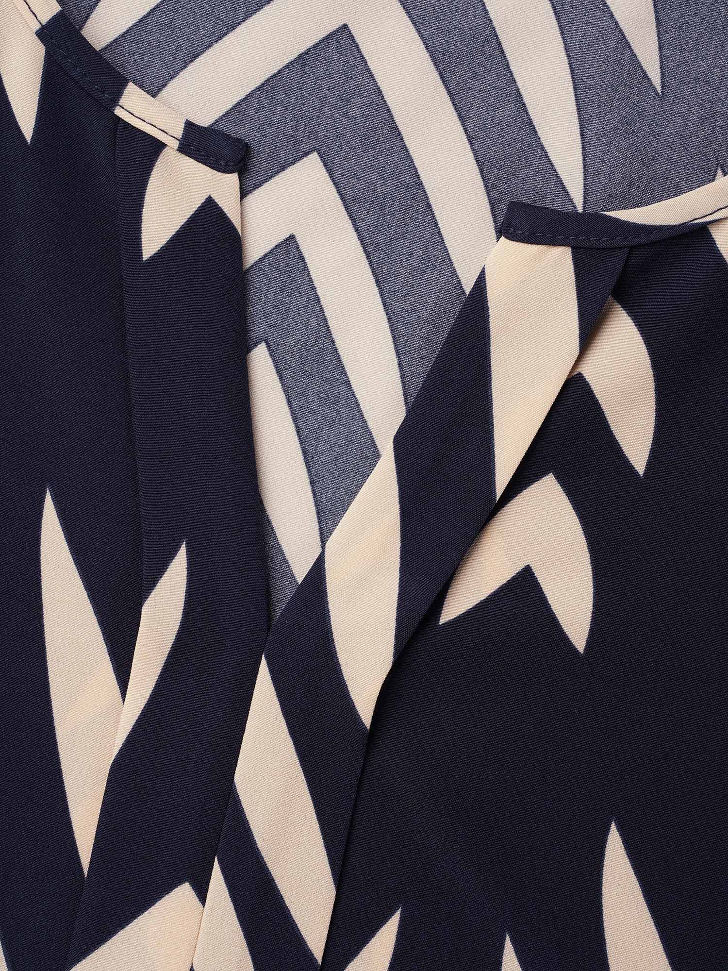 Geometric Print Ruffled Shirred Blouse - Image 11