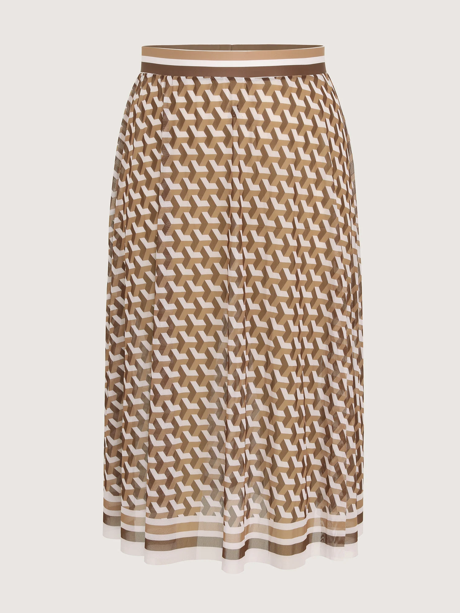 Geometric Print Sheer Split Hem One-Piece Swimsuit - Image 11