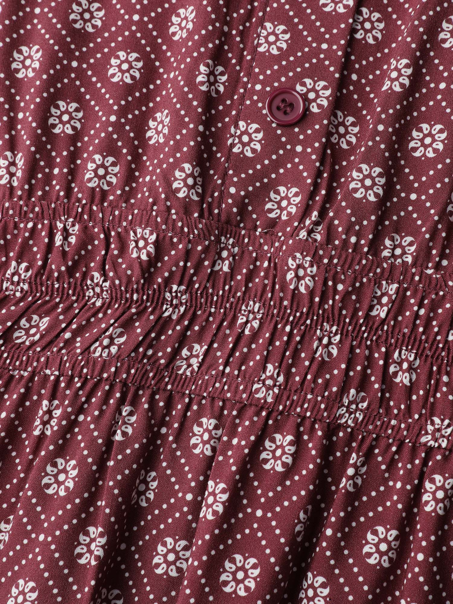 Geometric Print Shirred Waist Maxi Dress - Image 6