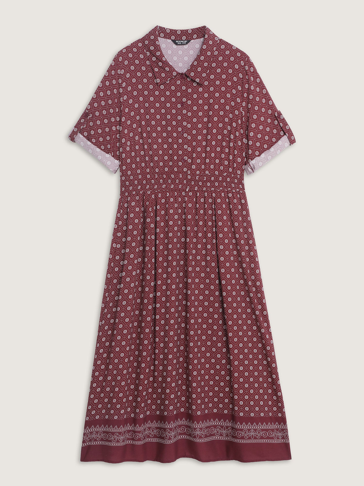 Geometric Print Shirred Waist Maxi Dress - Image 7