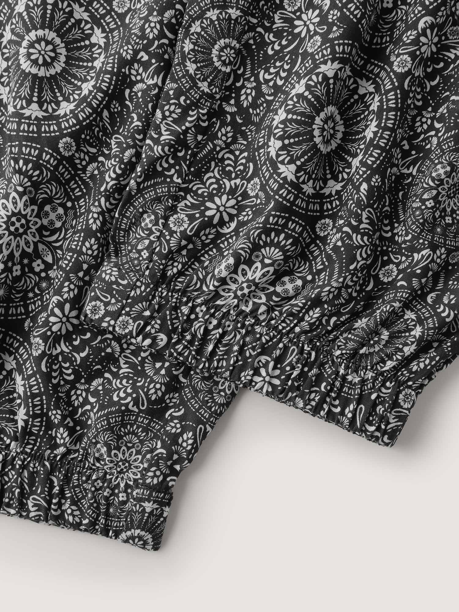 Geometric Print Shirred Waistband Pants - Image 7
