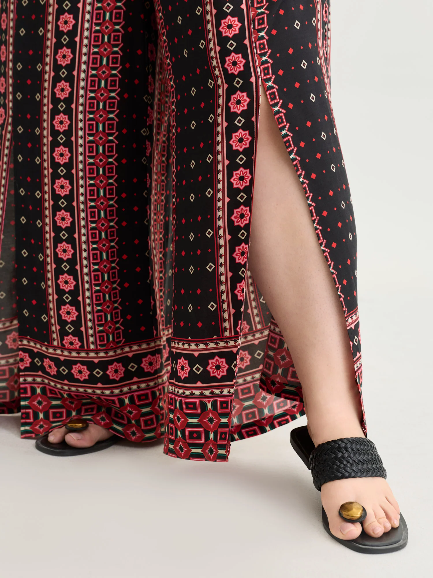 Geometric Print Shirred Wide Leg Jumpsuit - Image 4