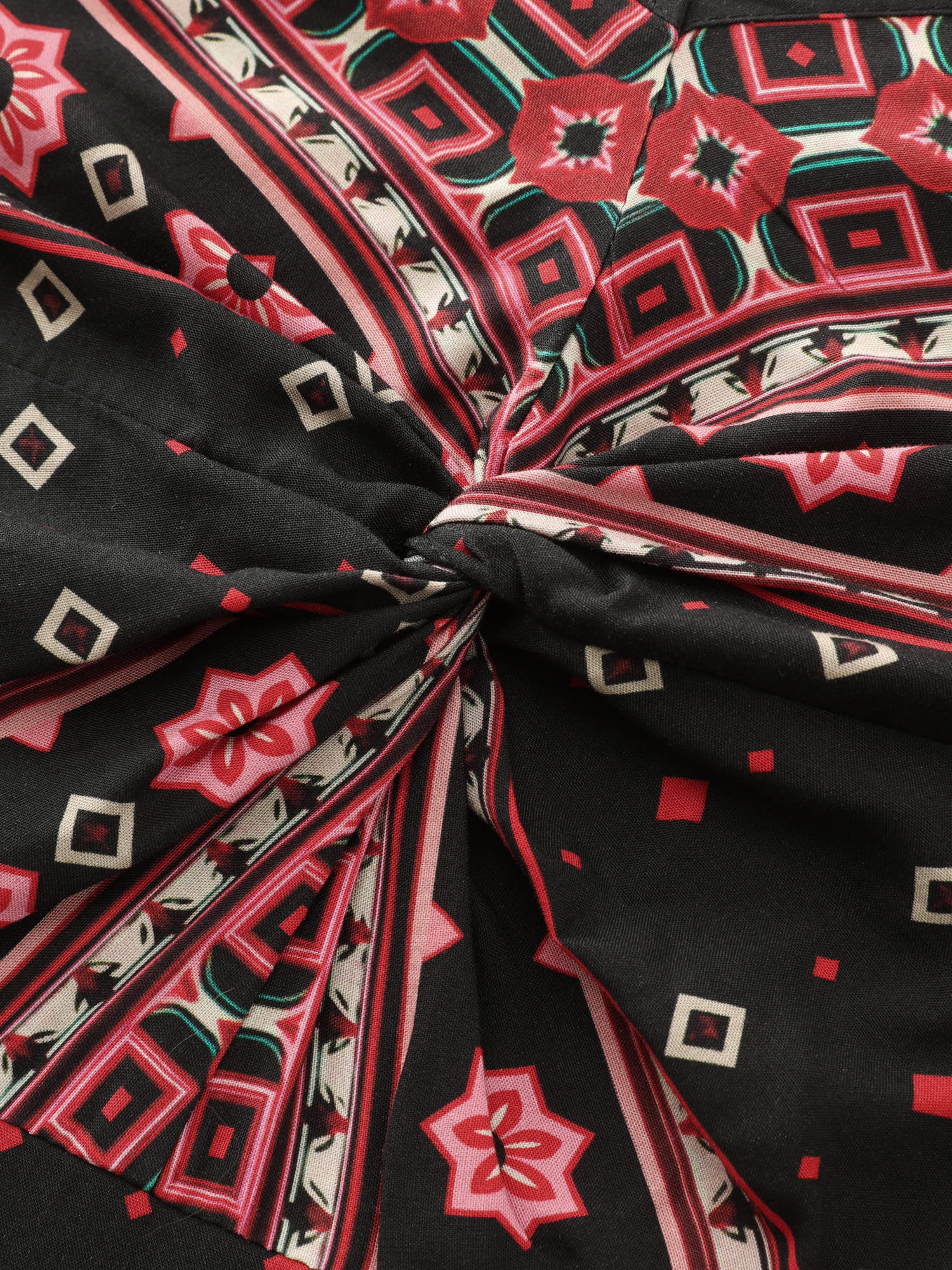 Geometric Print Shirred Wide Leg Jumpsuit - Image 6