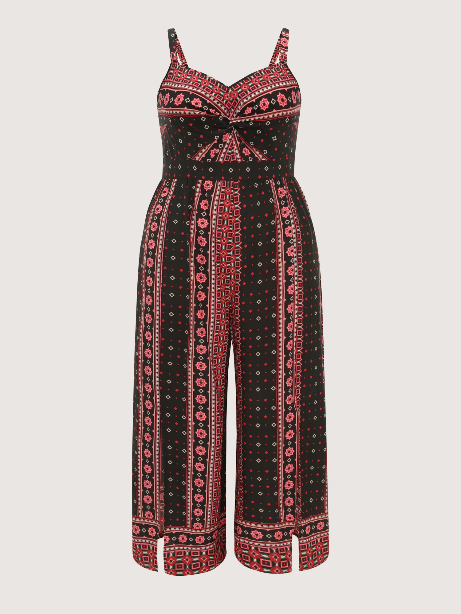 Geometric Print Shirred Wide Leg Jumpsuit - Image 8