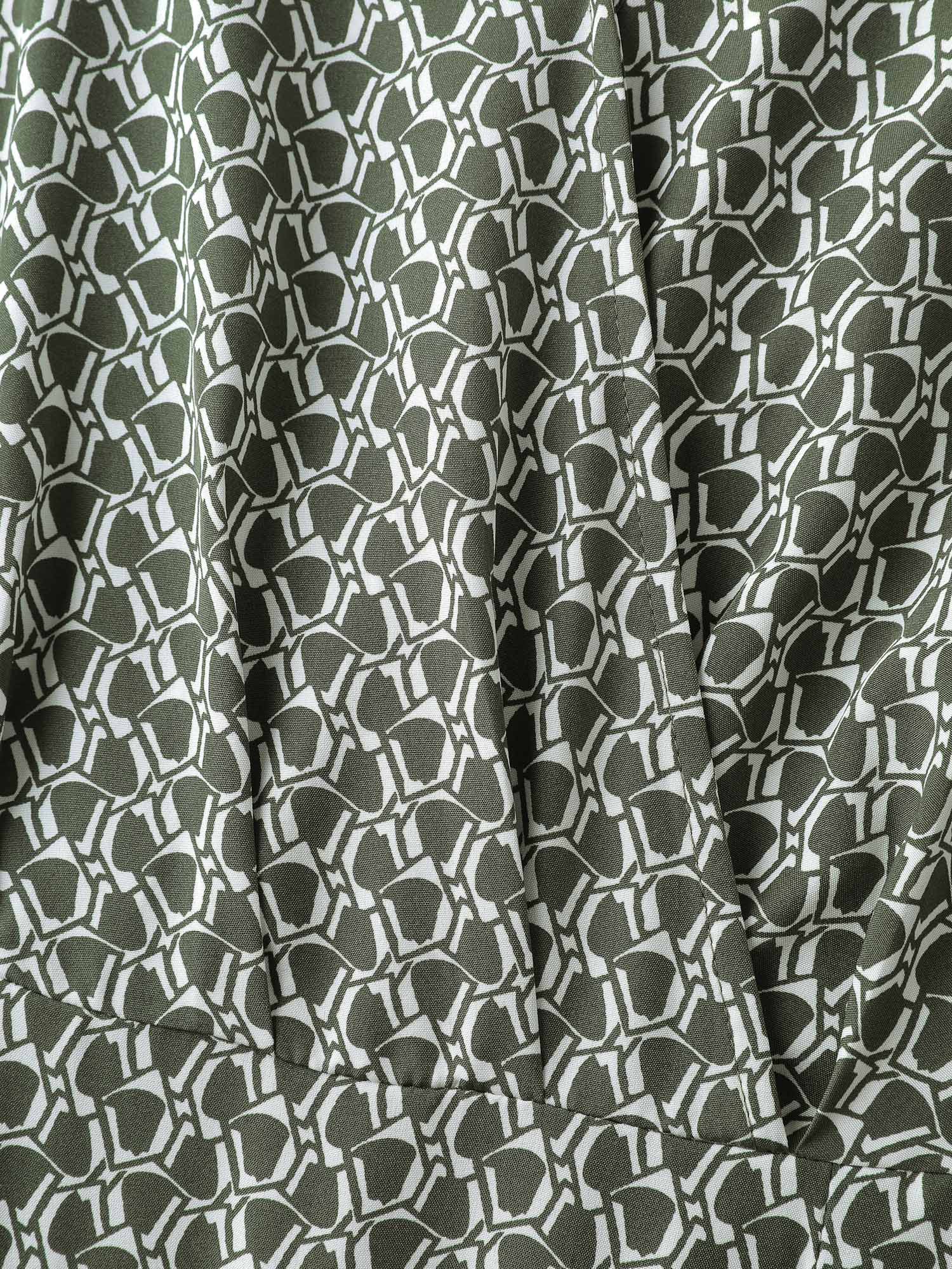 Geometric Print Split Wrap Collar Maxi Dress - Image 5