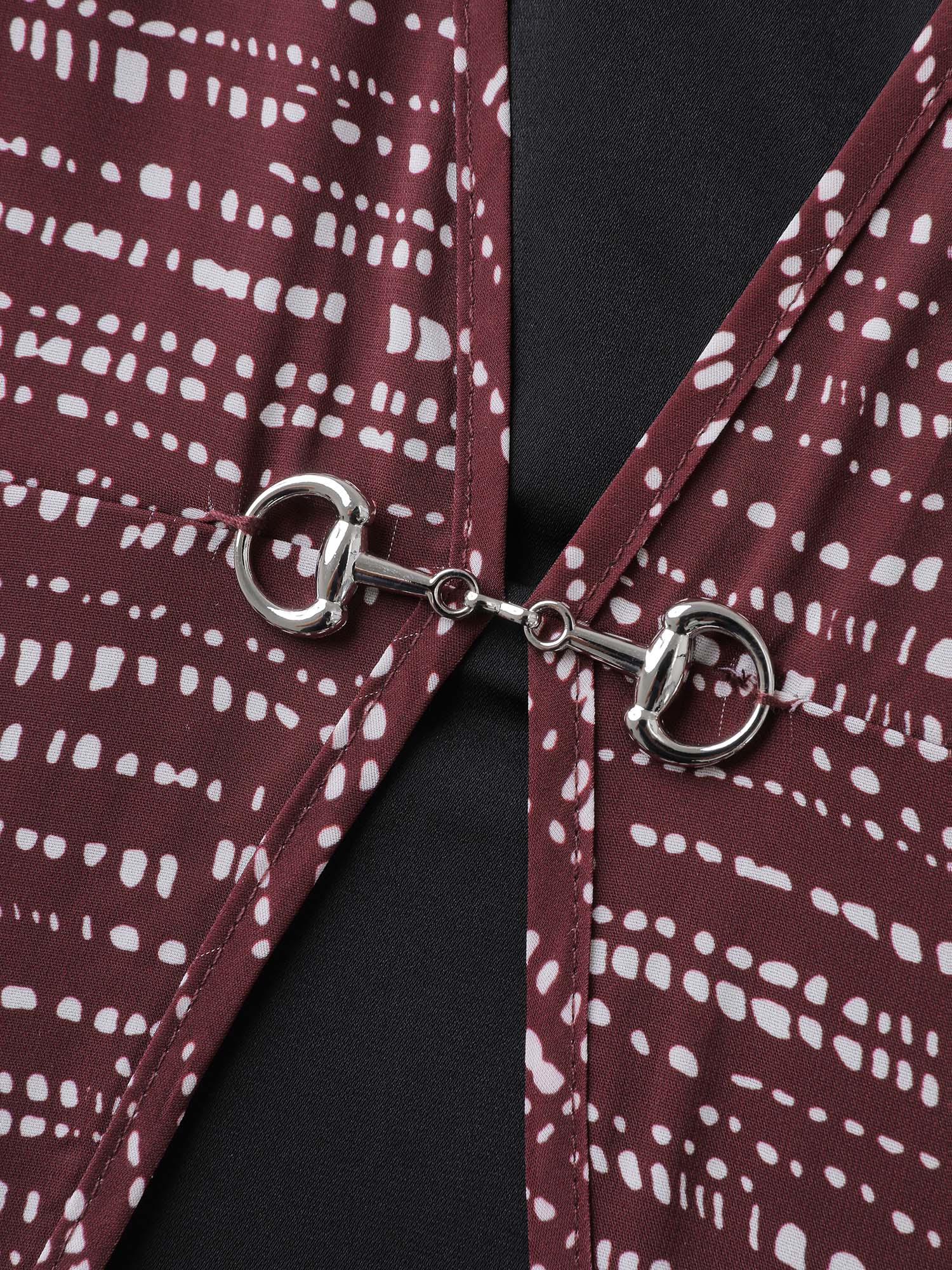 Geometric Print Stretchy Waist Metal Detail Blouse - Image 5