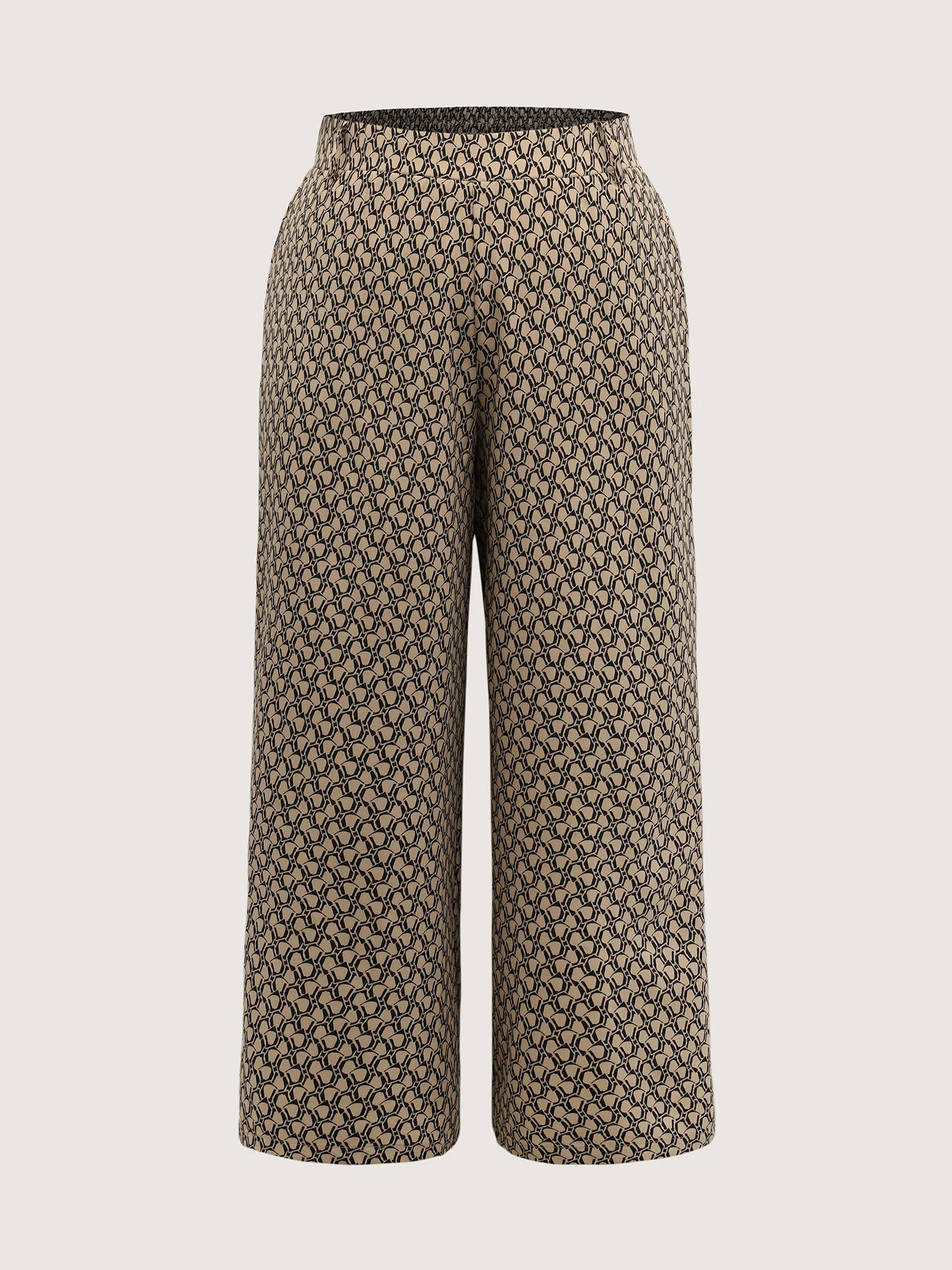 Geometric Print Stretchy Waist Wide-Leg Pants - Image 8