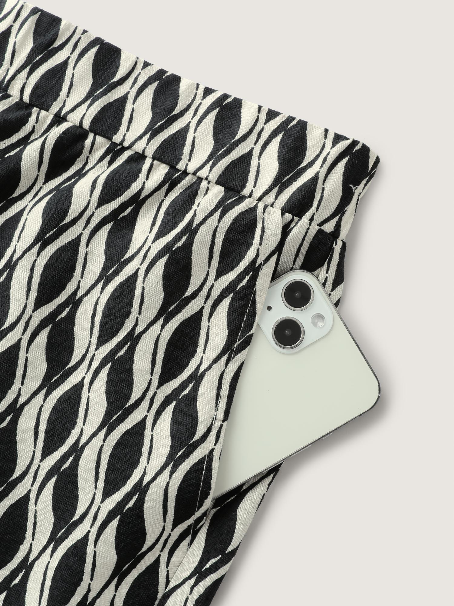 Geometric Print Stretchy Waist Wide-Leg Pants - Image 6