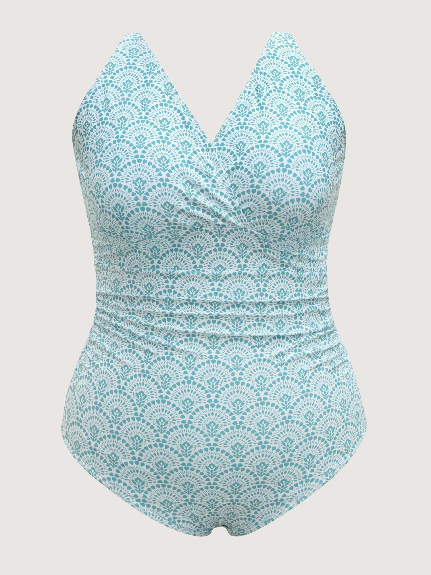 Geometric Print Surplice One-Piece Swimsuit - Image 7