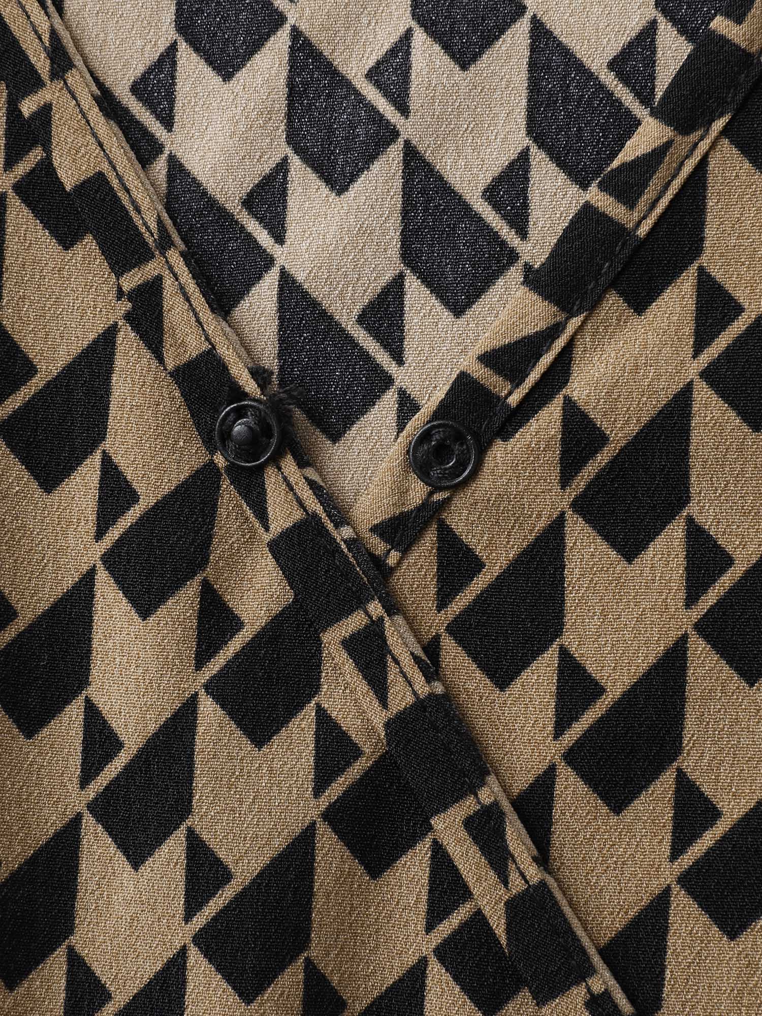 Geometric Print Surplice Waist-Defining Blouse - Image 6