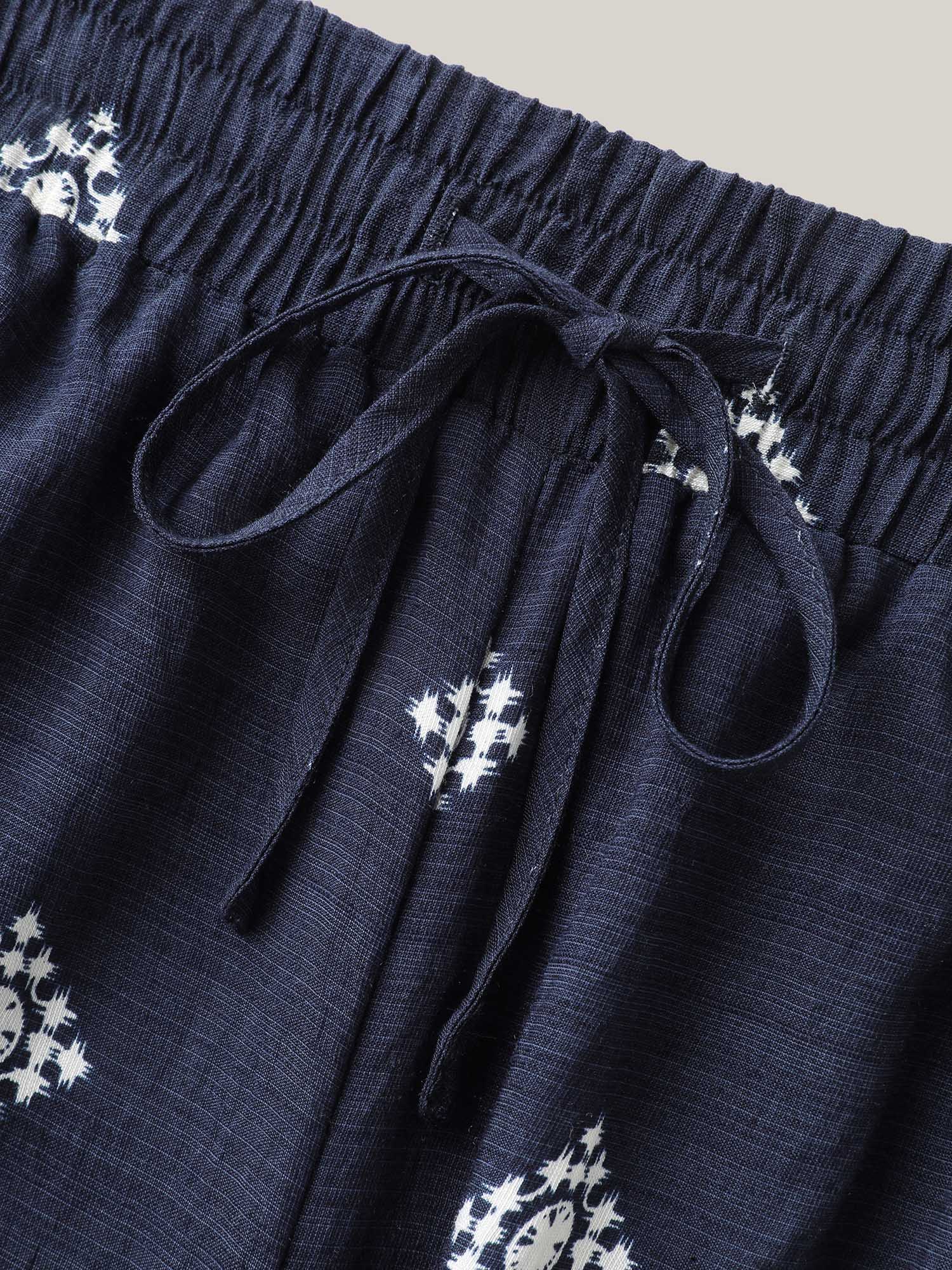 Geometric Print Tied Wide-Leg Pants - Image 5