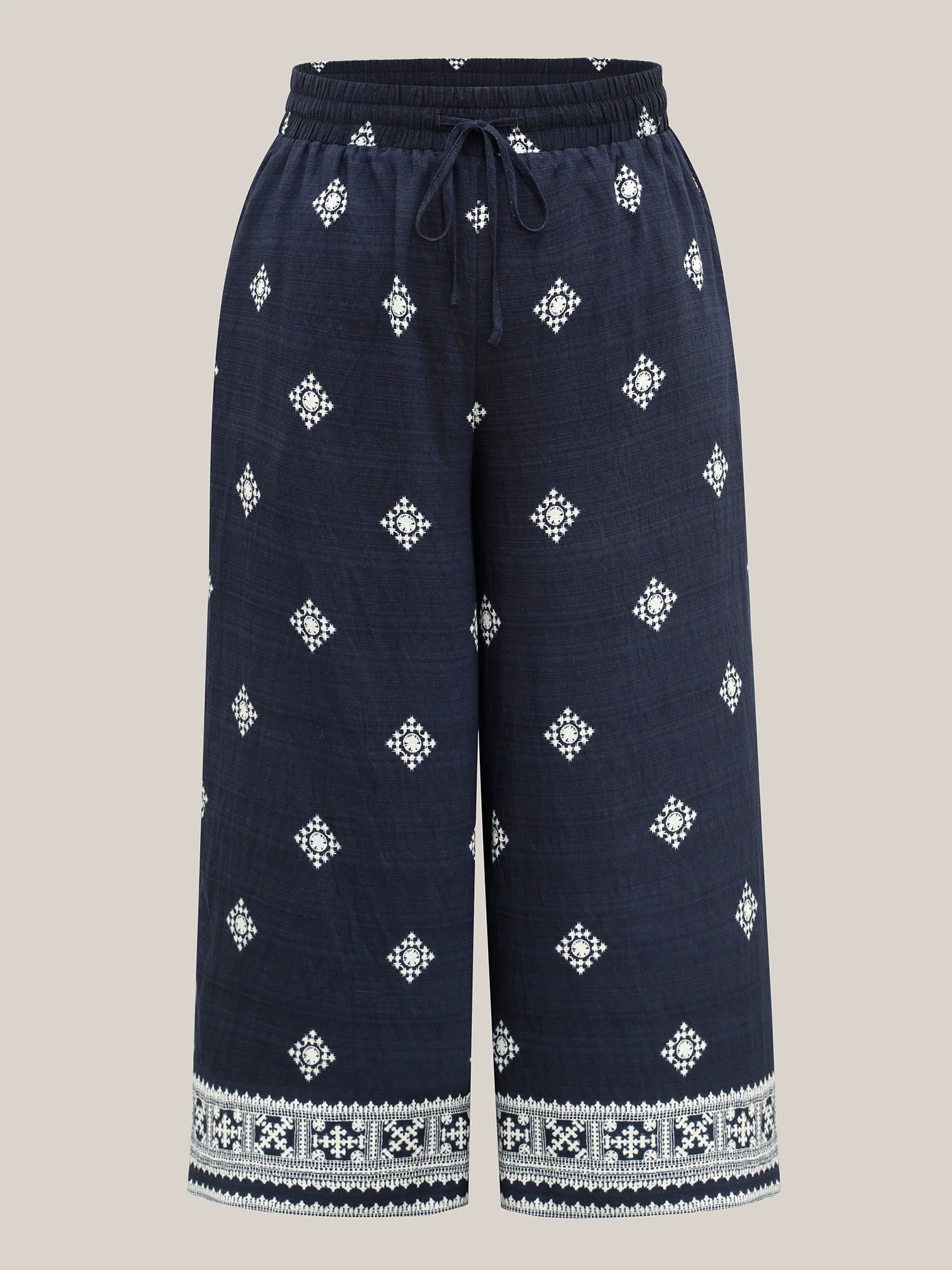 Geometric Print Tied Wide-Leg Pants - Image 7