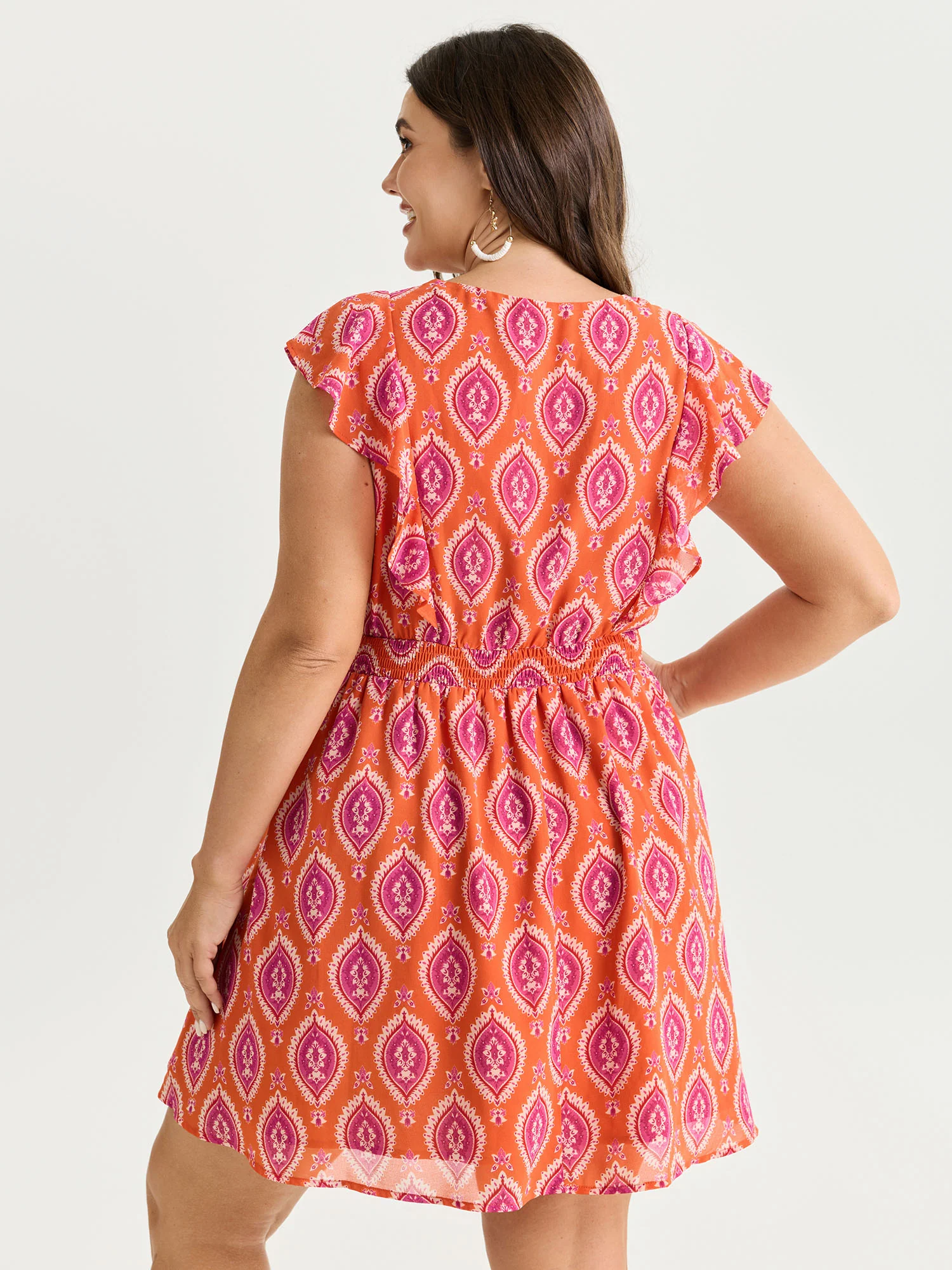 Geometric Print Toothpick Pleat Mini Dress - Image 4