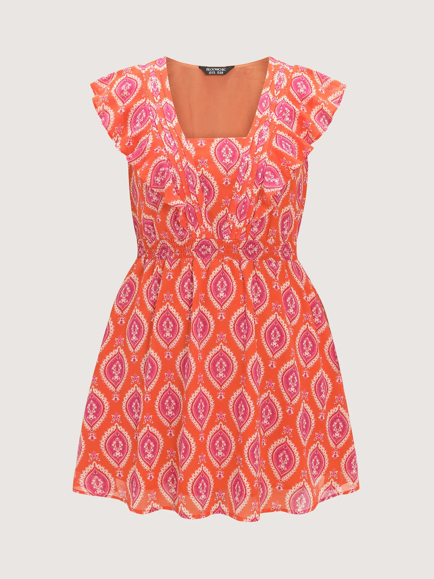 Geometric Print Toothpick Pleat Mini Dress - Image 7