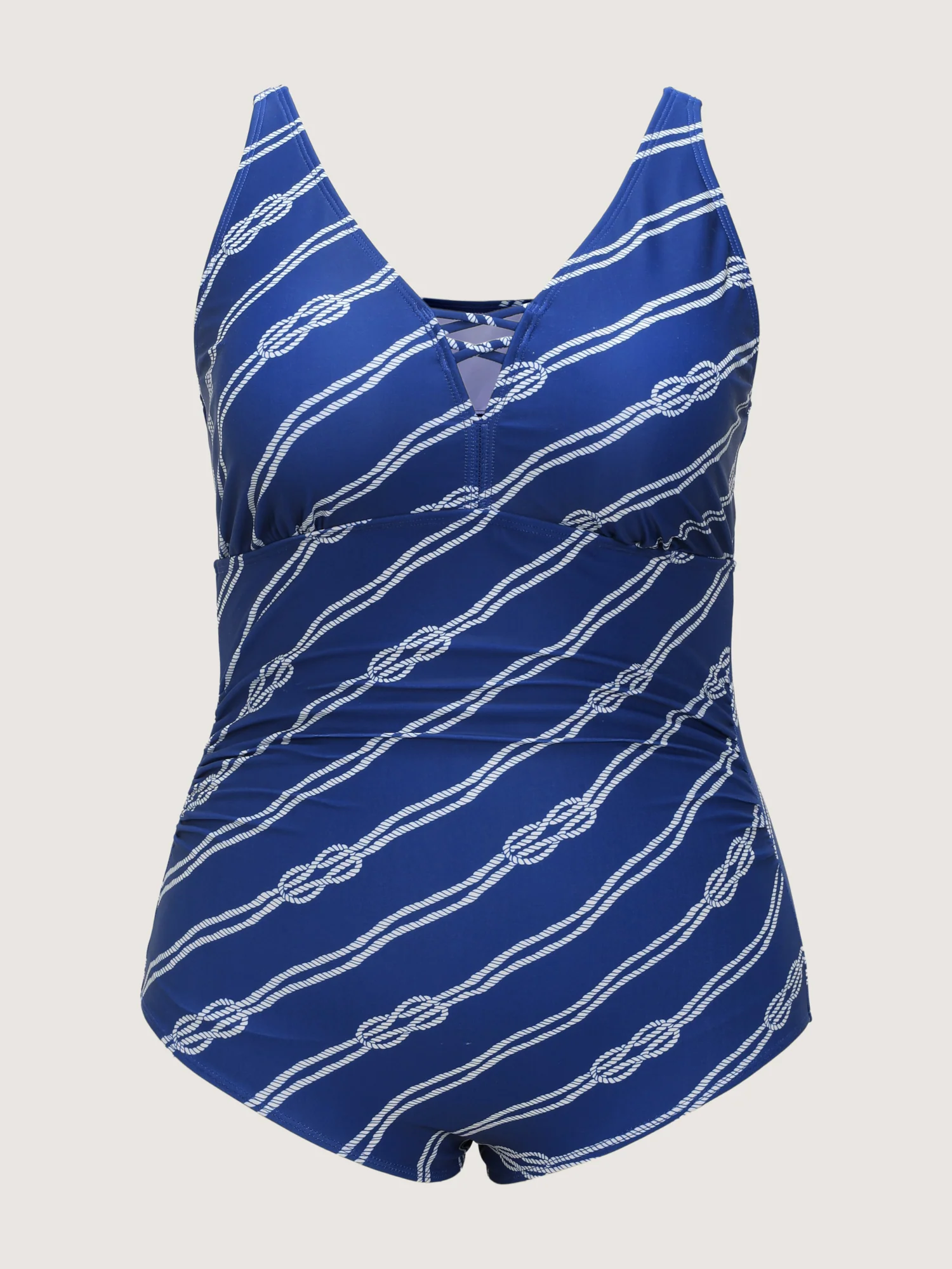 Geometric Print Tummy-Control One-Piece Swim - Image 7