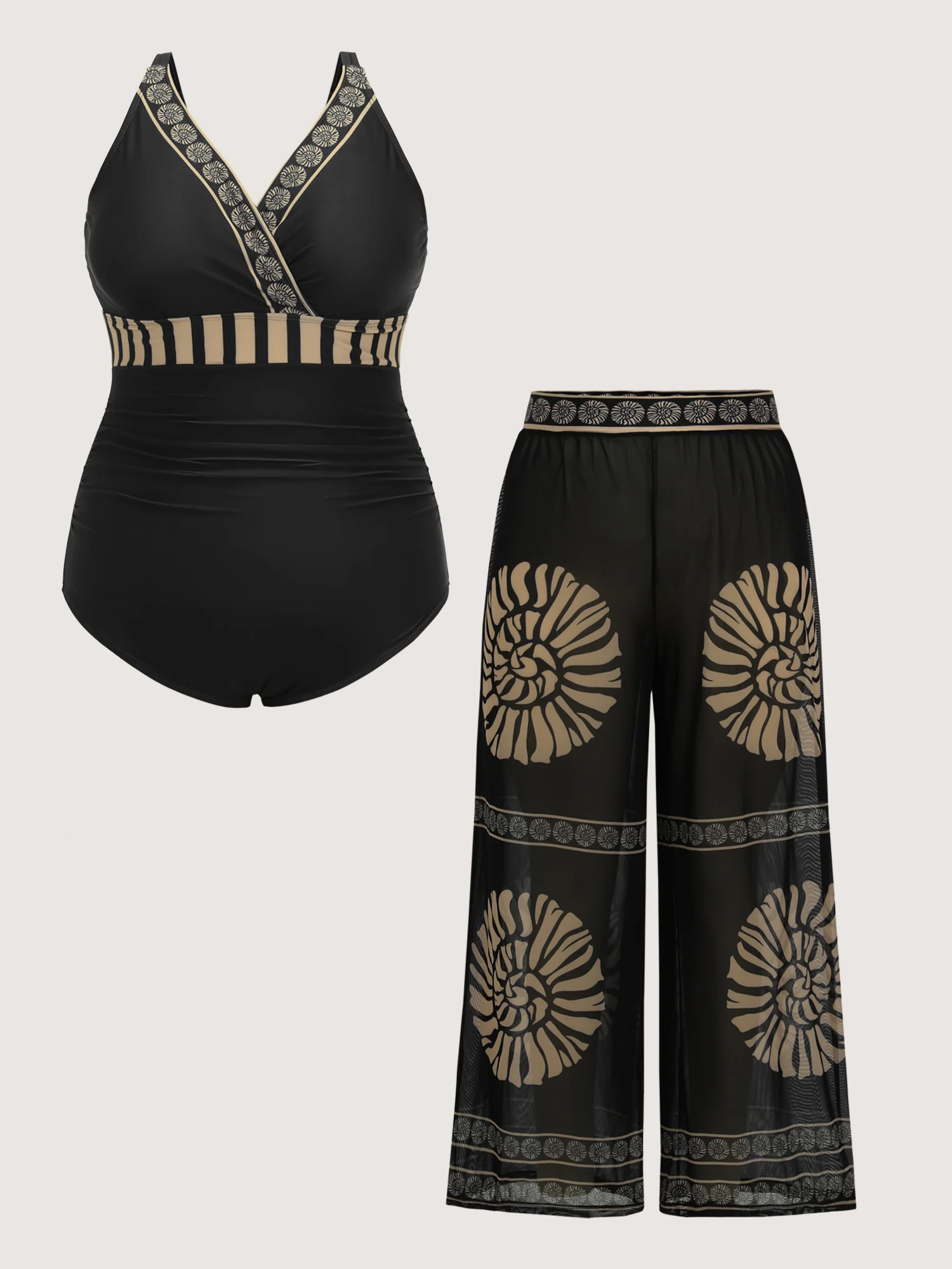 Geometric Print Two-Piece Swimsuit Set - Image 7