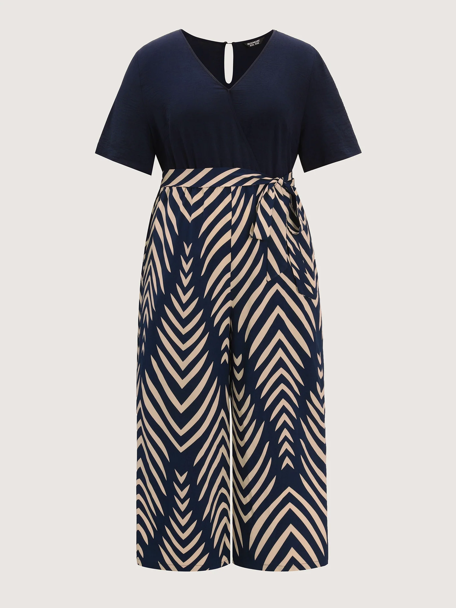 Geometric Print V-Neck Stretchy Jumpsuit - Image 7