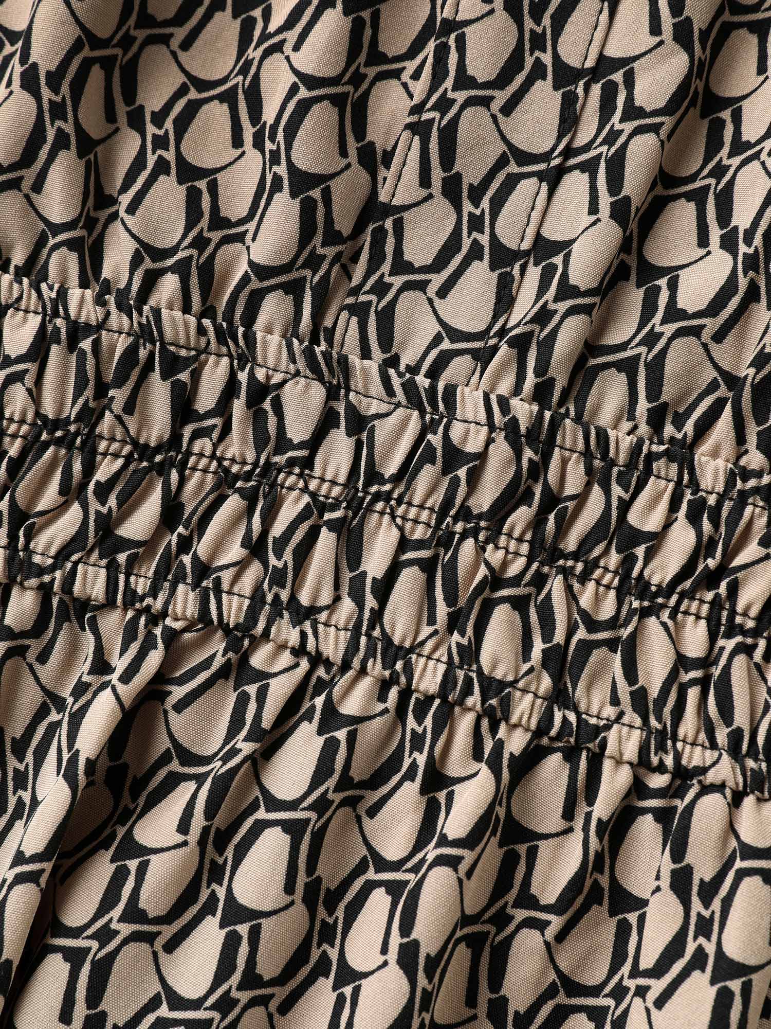 Geometric Print Waist-Cinched Tiered Midi Dress - Image 9