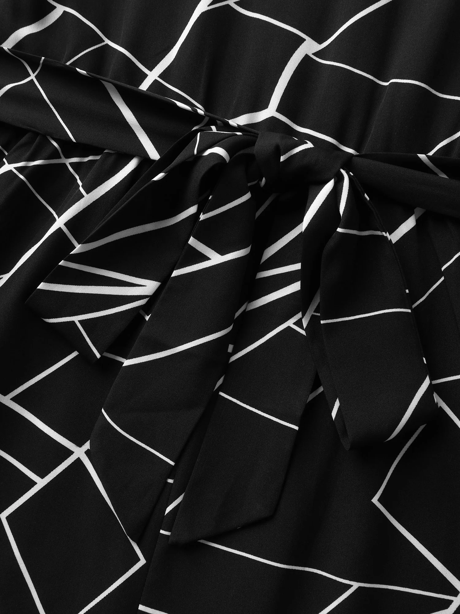 Geometric Print Waist-Defining Belted Jumpsuit - Image 6