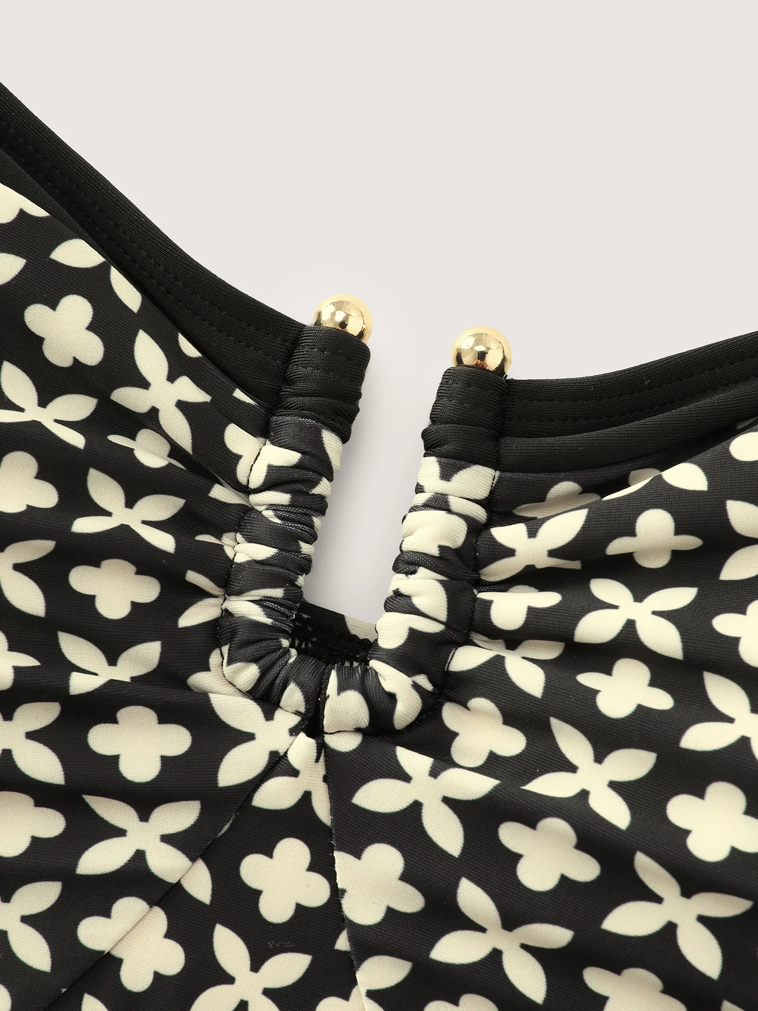 Geometric Print Waist Tie Pocket One-Piece Swimsuit - Image 6