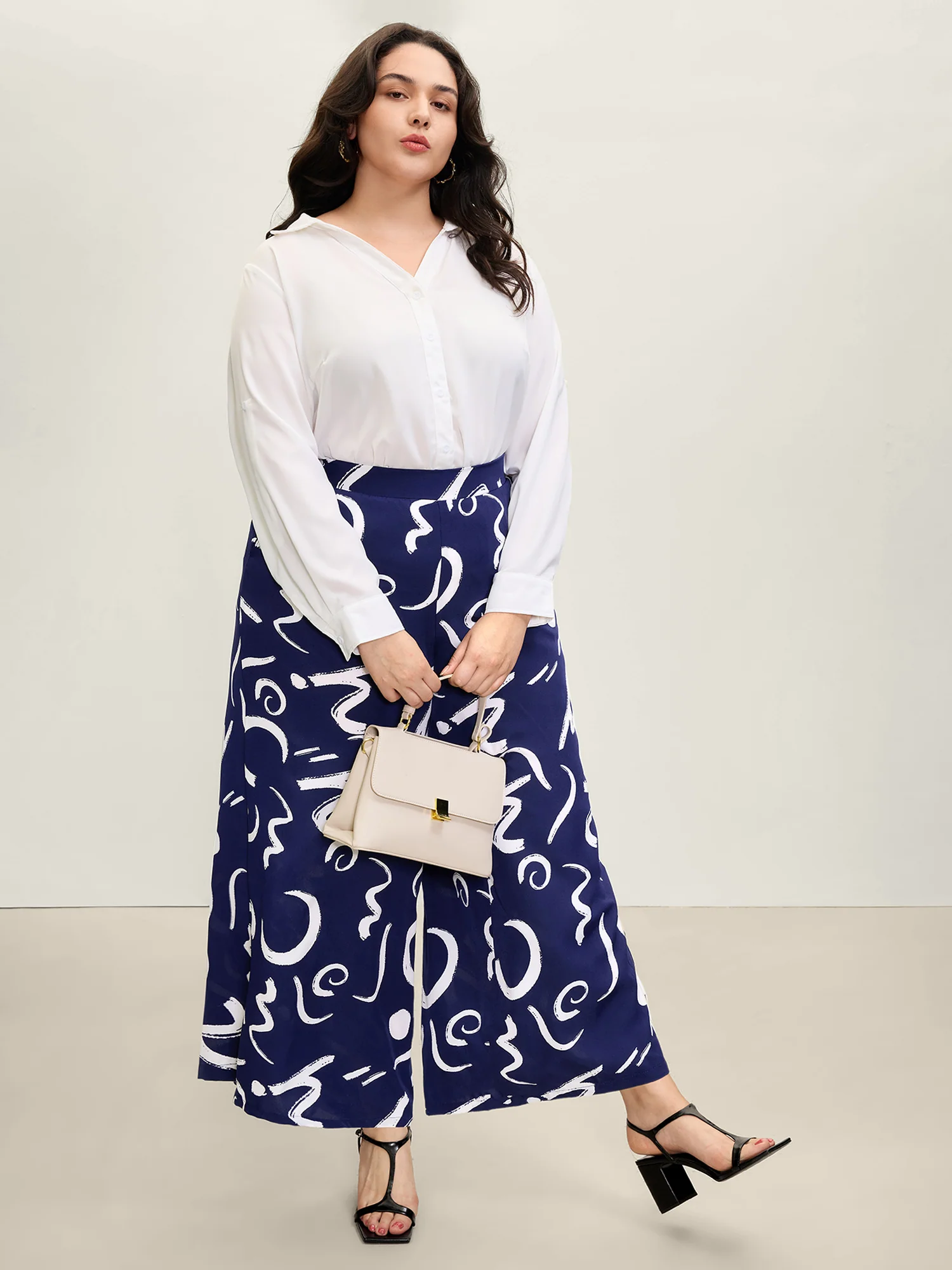 Geometric Print Wide-Leg Pants - Image 3